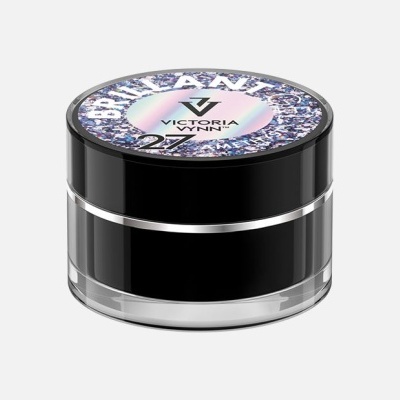 Pote preto redondo com tampa decorada e texto VICTORIA LYNN 27