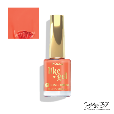 Verniz de unhas em gel laranja coral com tampa dourada
