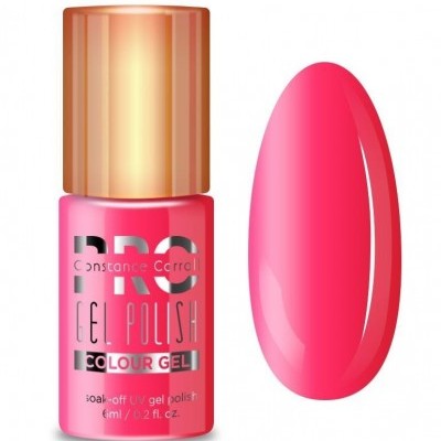 Verniz em gel cor-de-rosa com frasco e amostra da cor