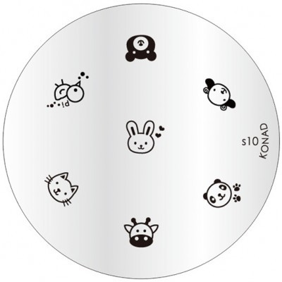 Placa metálica redonda com desenhos de animais para decoração de unhas