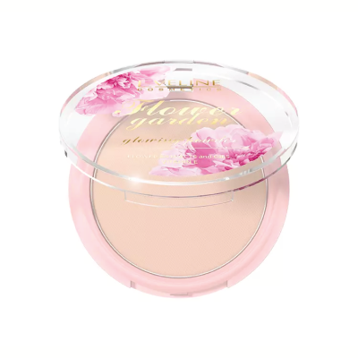 Pó compacto Maybelline com tampa transparente e detalhes florais