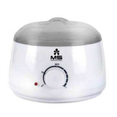 Aparelho de aquecimento branco com tampa cinza e botão de controlo