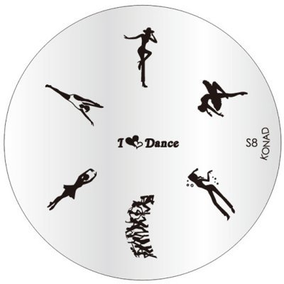 Disco metálico redondo para carimbos de unhas com desenhos de dança e texto