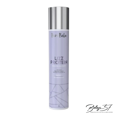 Frasco lilás de tratamento capilar LIZZ PROTEIN com tampa prateada