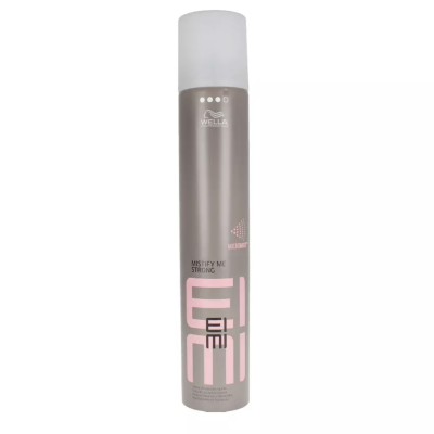 Frasco spray fixador cabelo Wella EIMI Mistify Me Strong prata e rosa