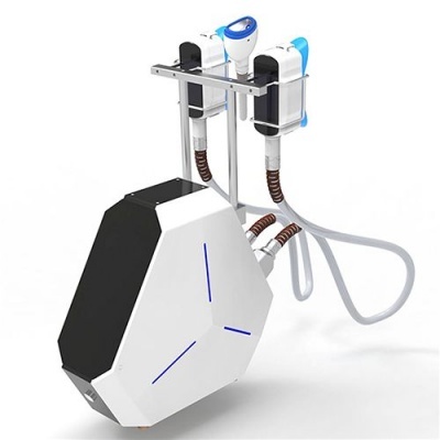 Dispositivo médico branco e preto com aplicadores e mangueiras