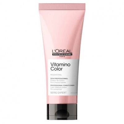 Frasco rosa claro de condicionador L'Oréal Professionnel Vitamino Color