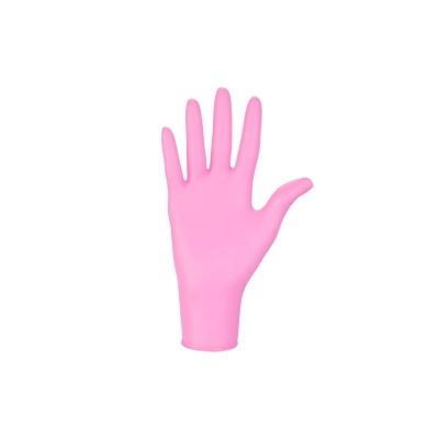 Luva de proteção rosa com cinco dedos estendidos