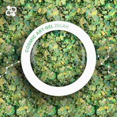 Frasco redondo de geleia cosmética verde com confetes