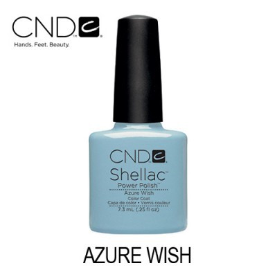 Frasco de verniz para unhas azul claro CND Shellac Azure Wish com tampa preta