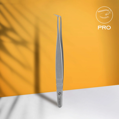 Pinça metálica para pestanas com pega texturizada