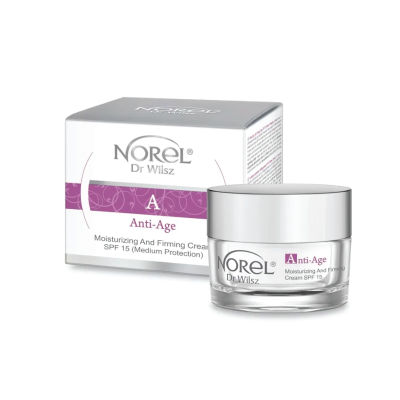 Creme hidratante Anti-Age Norel Dr Wilsz em frasco de vidro com tampa prateada