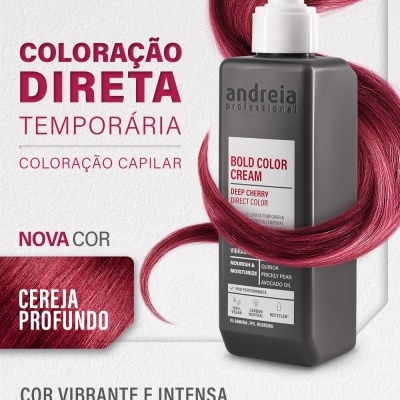 Embalagem de creme de coloração capilar temporária Andreia Professional cor cereja profundo