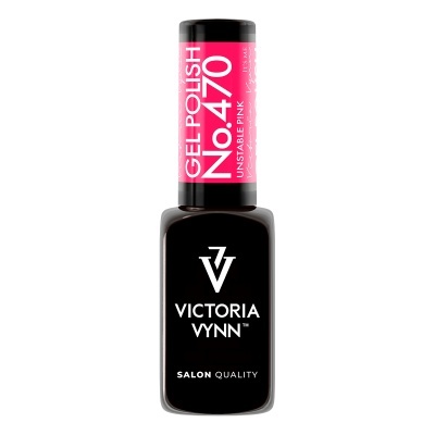 Frasco de verniz gel preto com tampa rosa e texto branco