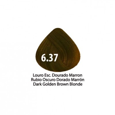 Amostra de tinta de cabelo castanho dourado escuro 6.37