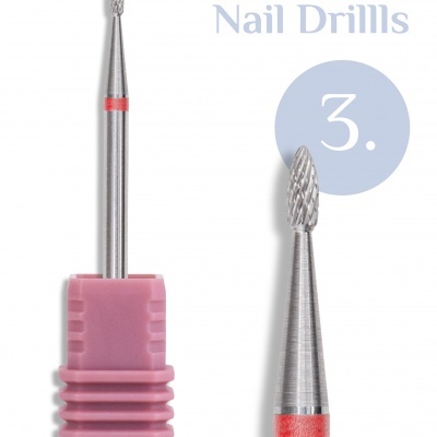 Broca para unhas INOCOS Nail Drills metal prateado com suporte rosa