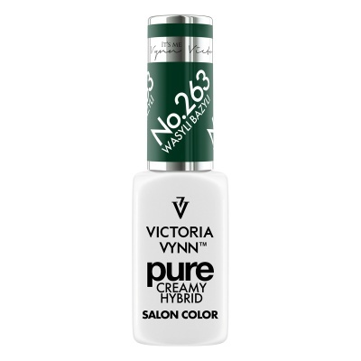 Frasco de verniz de unhas Victoria Vynn Pure Creamy Hybrid com tampa verde