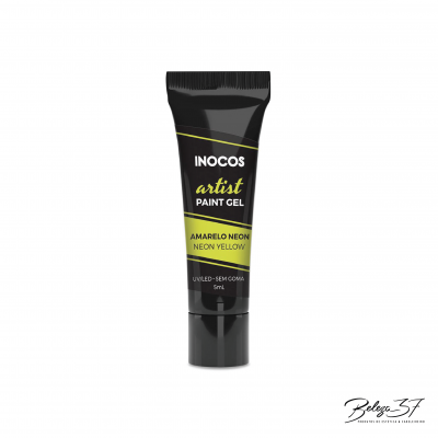 Tubo preto com gel de pintura amarelo neon INOCOS artist