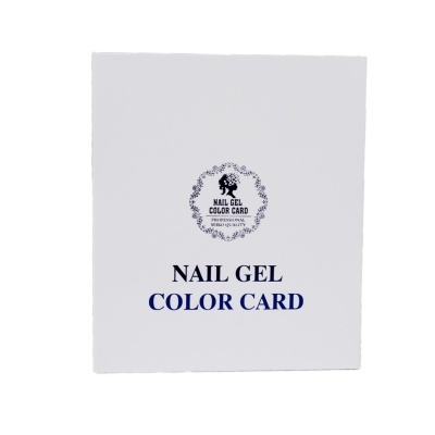 Cartão branco com texto e logo para amostras de cor de gel para unhas