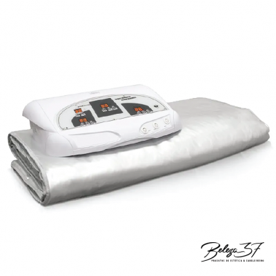 Colchão elétrico branco com painel de controlo digital dobrado