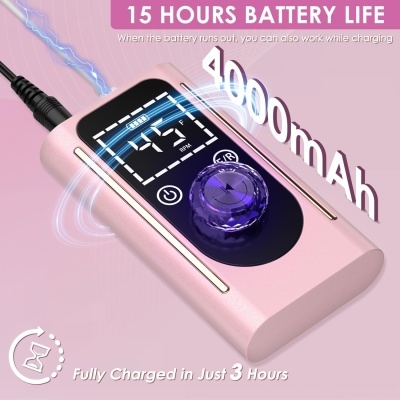 Dispositivo eletrónico cor de rosa com botão roxo e ecrã digital