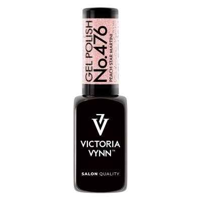 Frasco de verniz gel preto Victoria Vynn com tampa rosa glitter e texto informativo