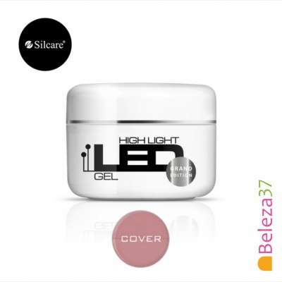 frasco branco de gel para unhas Silcare com texto preto e círculo rosa COVER