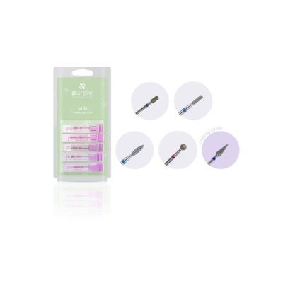 Kit de pontas para máquina de manicure da marca purple com vários formatos