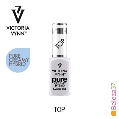 Frasco branco de verniz para unhas Victoria Vynn Pure Creamy Hybrid Salon Top com tampa prateada