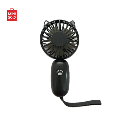 Ventoinha portátil preta com botão de pata e alça preta