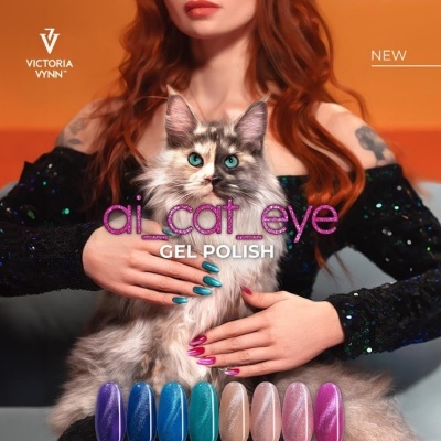 Promoção de verniz gel ai_cat_eye com mãos e gato