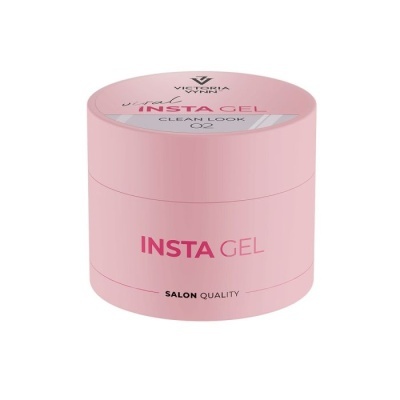 Embalagem rosa de gel cosmético com texto VICTORIA VYNN e INSTA GEL