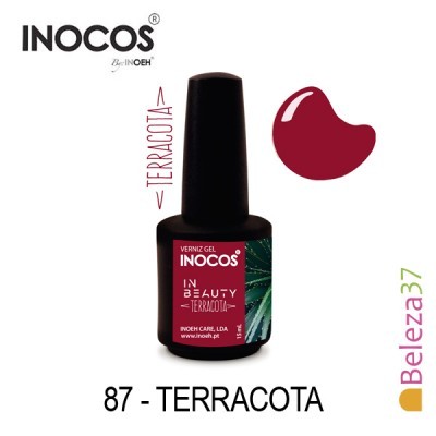 Frasco de verniz gel INOCOS cor terracota com tampa preta