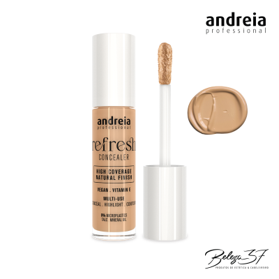 Corretor líquido Andreia Professional Refresh com aplicador esponja e textura creme bege