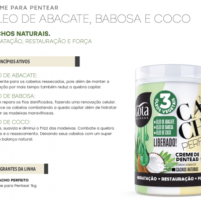 Frasco de creme para pentear Meu Cacho Perfeito com óleo de abacate, babosa e coco