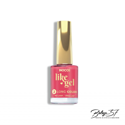 Frasco de verniz de unhas rosa INOCOS like gel com tampa dourada