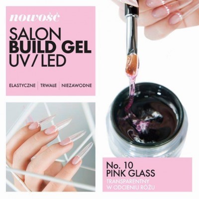 Gel para unhas rosa translúcido com pincel e unhas compridas transparentes