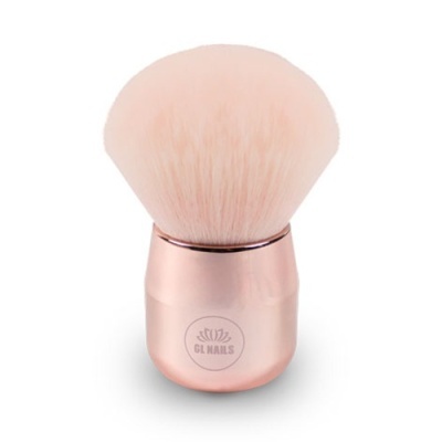 Pincel de maquilhagem rosa com cabo metálico e cerdas macias