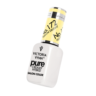 Frasco branco de verniz para unhas Victoria Vynn com rótulo amarelo No 172 Yellow Delight