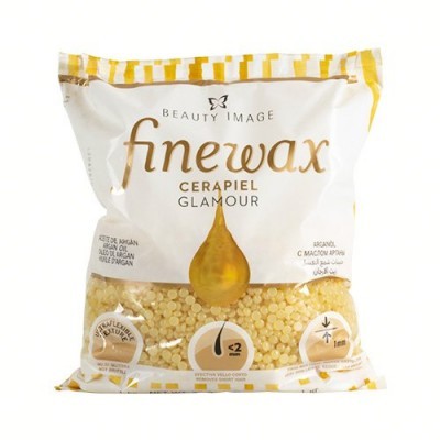 Pacote de cera Finewax Cerapiel Glamour branco com detalhes amarelos