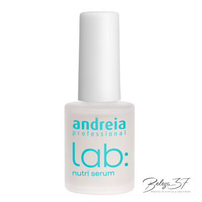 Frasco de serum para unhas 'andreia professional lab nutri serum' em vidro fosco e tampa branca