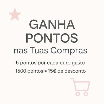 Promoção em português sobre programa de pontos para descontos nas compras