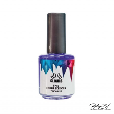 Frasco de verniz de unhas GLA NAILS base endurecedora com tampa preta