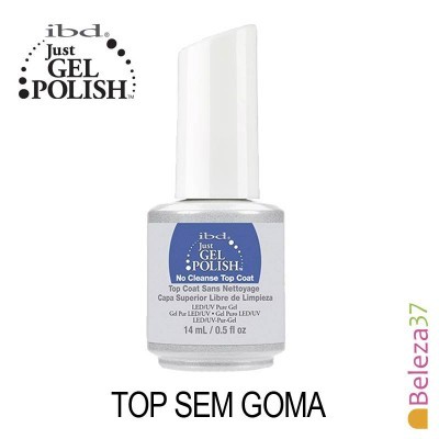 Frasco de verniz gel ibd Just GEL POLISH com rótulo azul e branco
