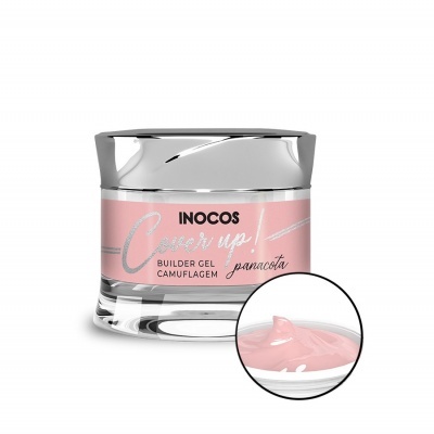 Frasco de gel construtor para unhas cor rosa numa embalagem de vidro com tampa metálica