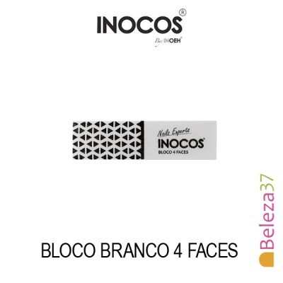 Bloco polidor de unhas INOCOS branco com padrão triangular preto