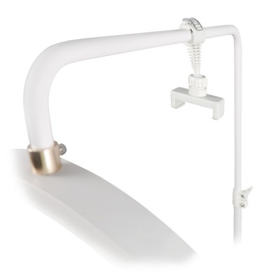 Suporte ajustável branco para dispositivos móveis com pinça de fixação