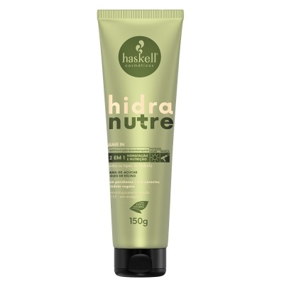 Creme leave-in Haskell Cosméticos Hidra Nutre 150g embalagem verde e preta