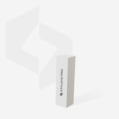 Bloco lixa de unhas branco com texto STALEKS PRO