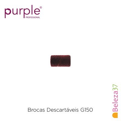 Broca descartável G150 bordô com textura áspera, logo purple PROFESSIONAL e texto Brocas Descartáveis G150